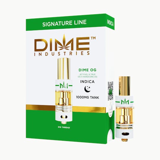 image showing front authentic dime og 1000mg thc tank