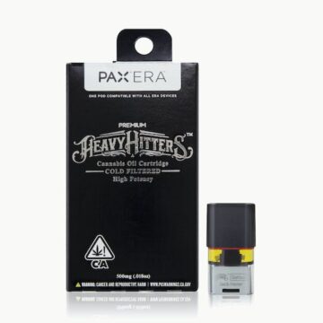 image showing front and unboxed heavy hitter pods 95%thc on sale
