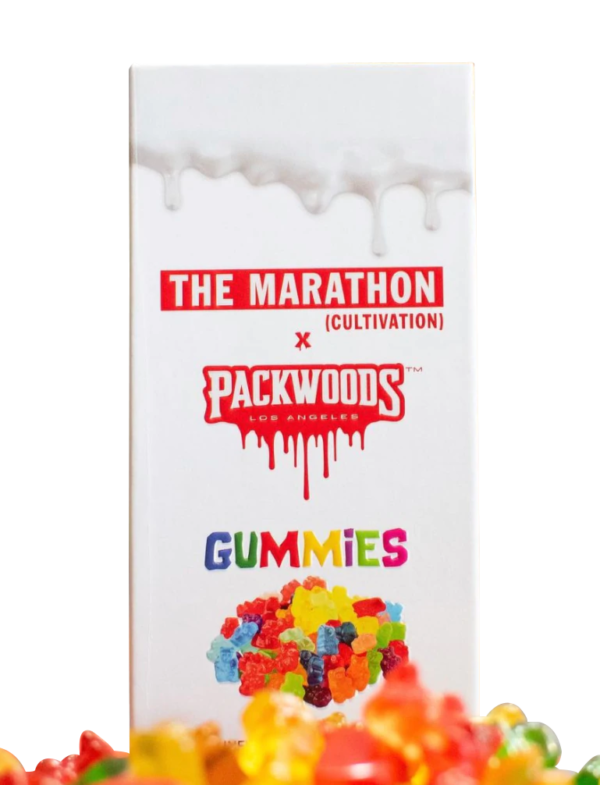 image showing front of packwoods the marathon gummies